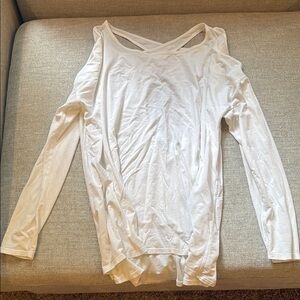 Lululemon Women's White Long Sleeve Open Back Top